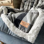 Personalised Cosy Grey Check Sherpa Blanket For Grandad, thumbnail 2 of 2