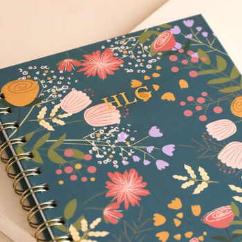 Personalised Initials Teal Floral Notebook, 5 of 5