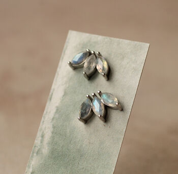 Labradorite Lotus Stud Earrings, 6 of 11