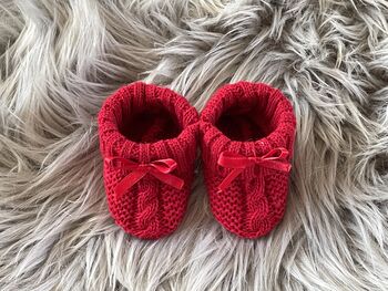 Personalised Red Single Pom Pom Christmas Hat And Booties, 5 of 5