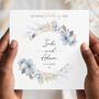 On Your Wedding Day Floral Wreath Card, Mr And Mrs Blue Wedding Card, thumbnail 1 of 2