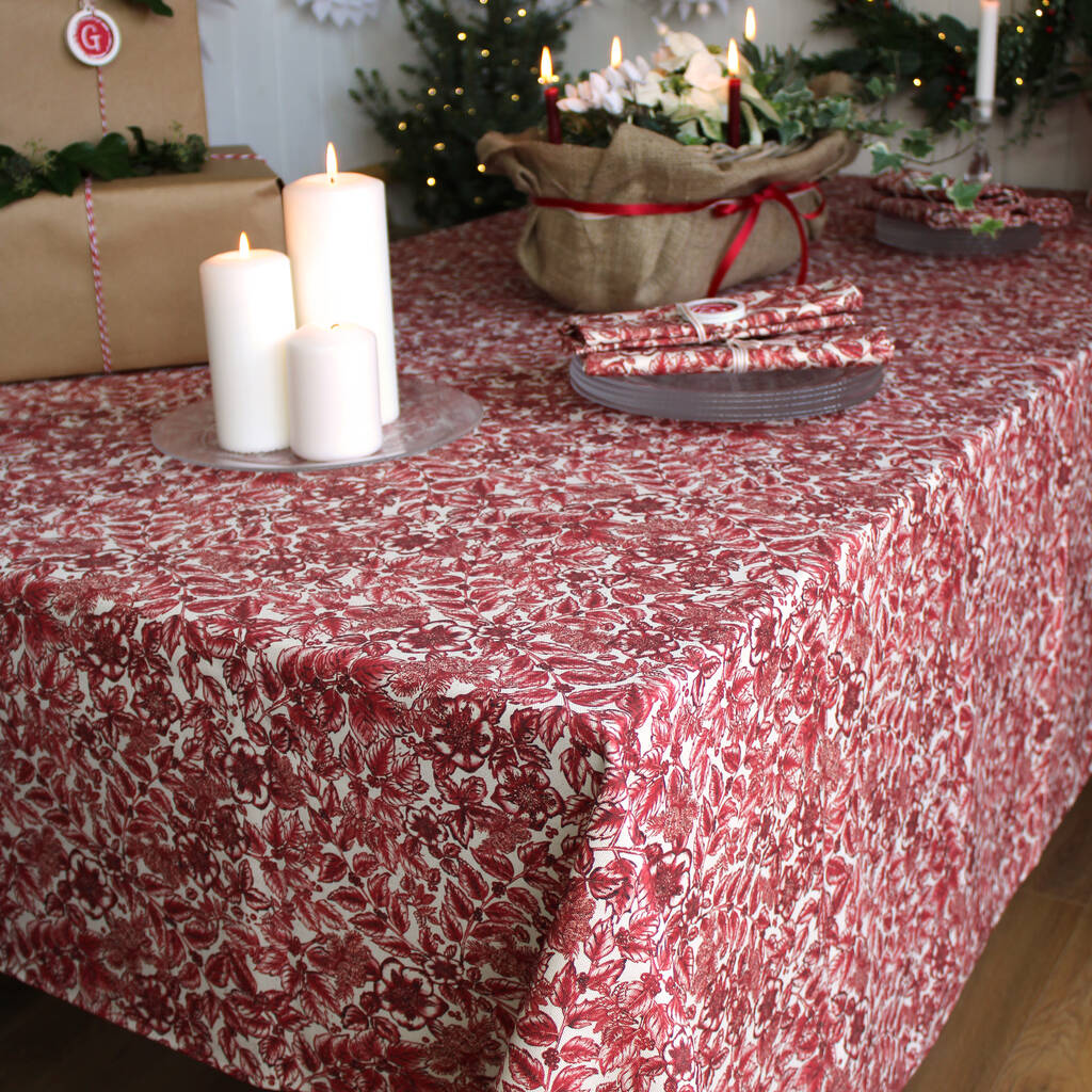 Winter Foliage Cotton Tablecloth, 1 of 2
