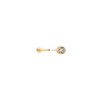 14 Carat Gold 3mm Bezel Crystal Tragus Piercing, 3 of 5