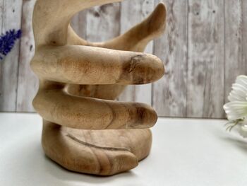Hand Carved Wooden ‘Hand Of Wisdom’ Wine Bottle Holder, 7 of 11
