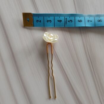 Set Of Six Pearl Flower Hair Pins, 3 of 13