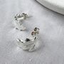Recycled Sterling Silver Oak Leaf Hoop Earrings, thumbnail 1 of 2