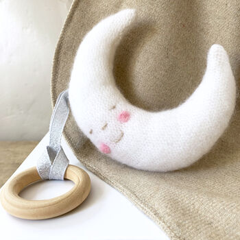 Cashmere Moon Baby Teether In Personalised Gift Box, 2 of 7
