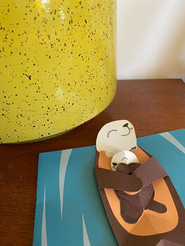 Handmade Sea Otter And Baby Pup Pop Up Card, 3 of 5