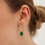 Pear Emerald Color Sterling Silver Drop Earrings, thumbnail 1 of 4