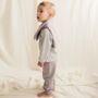 Children's Grey Stripe Waffle Long Sleeve Button Top, thumbnail 2 of 6