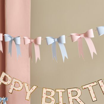 Pink And Blue 3D Bow Garland, 3 of 3