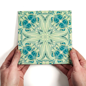 Blue Green William Morris Style Tile, 3 of 9