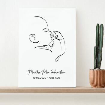 Personalised Line Art Relaxed Baby Print, 2 of 12
