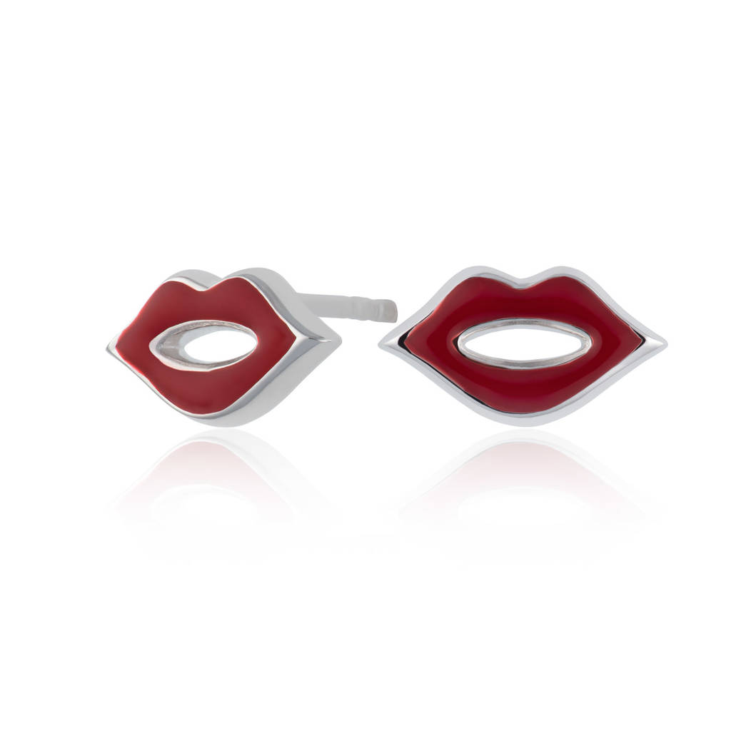 Red Lips Stud Earrings By Scream Pretty