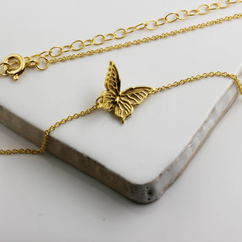 Butterfly Choker Necklace Gold Vermeil/Silver, 2 of 6