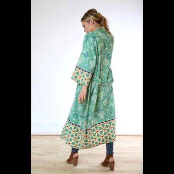 Malachite Kimono Dressing Gown ~ Mosaic Print Robe, 7 of 7