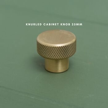 Solid Satin Brass Knurled Kitchen Handles And Knobs, 6 of 12