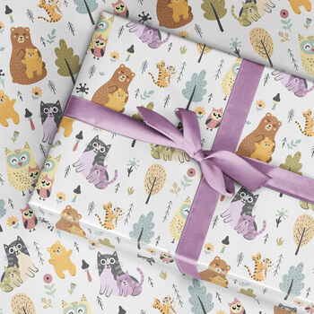 Mothers Day Wrapping Paper Roll Owl Bear Cat Baby, 2 of 3