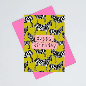 Green Zebra Happy Birthday Card, 2 of 6