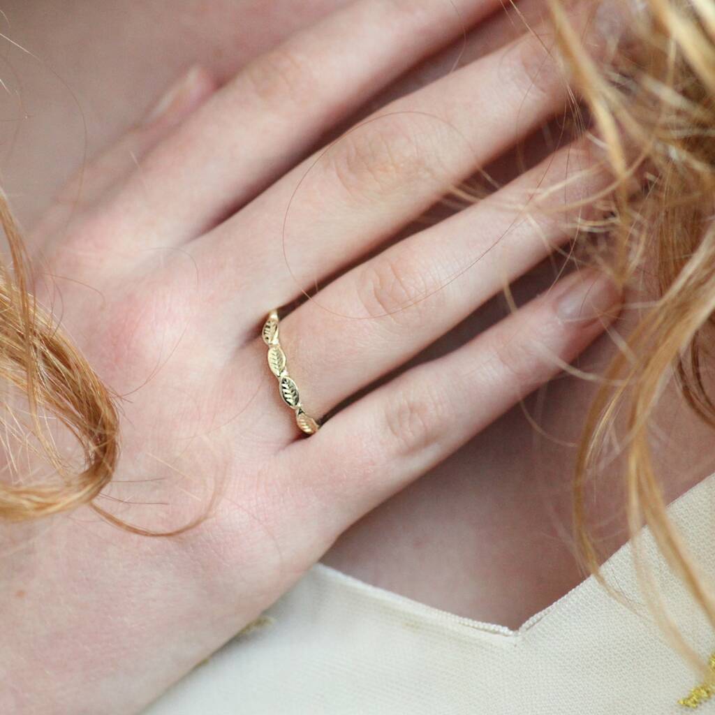Gold Leaf Ring In 9ct Or 18ct Gold By Amulette