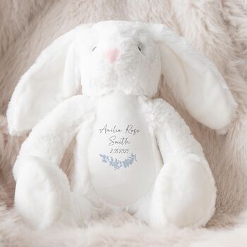 Personalised New Baby Bunny Soft Toy White, 3 of 3