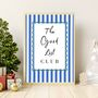 A4 Christmas Art Print, The Good List Club Blue Stripes, thumbnail 2 of 6
