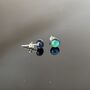 Green Sparkly Fused Glass Sterling Silver Stud Earrings, thumbnail 7 of 9