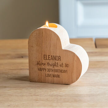 Personalised Heart Candle Holder Milestone Birthday Gift, 5 of 6