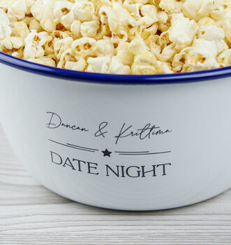 Personalised Couple's Date Night Enamel Bowl, 2 of 8