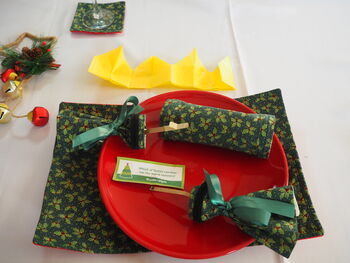 Green Holly Reusable Pullable Christmas Crackers, 2 of 7