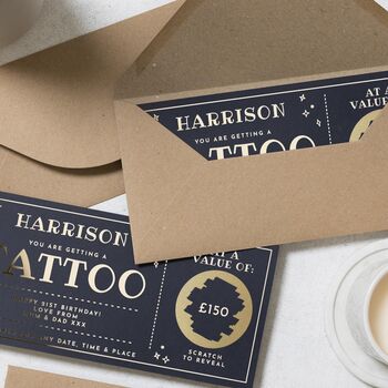 Personalised Scratch To Reveal Tattoo Gift Voucher, 6 of 9