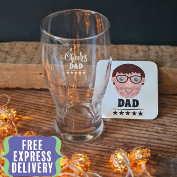 Personalised Pint Glass And Coaster Set For Dad, 2 of 10