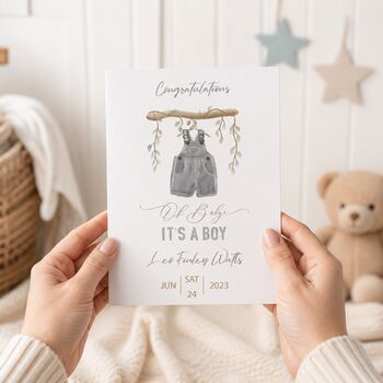 Personalised Baby Boy Congratulations Card, 4 of 6