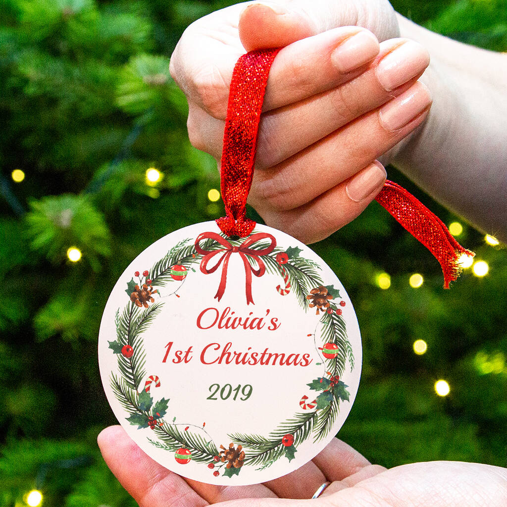 Personalised 'Baby's First Christmas' Tree Decoration By Ellie Ellie