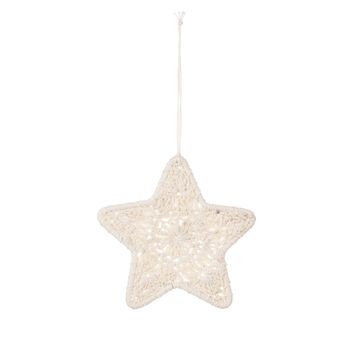 Ecru Star Crochet Christmas Tree Decoration, 2 of 3