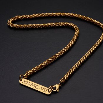 Engraved 5mm Gold Wheat Chain, 3 of 10