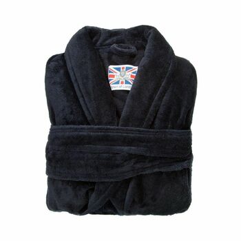 Women's Egyptian Cotton Dressing Gown Baroness Navy, 4 of 4