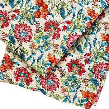 Indian Floral Garden Kantha Quilt | 150 X 230cm, 3 of 7