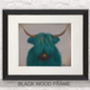 Highland Cow In Turquoise, Art Print Framed Or Unframed, thumbnail 5 of 9
