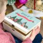 Personalised Wooden Christmas Eve Box Festive Friends, thumbnail 1 of 3