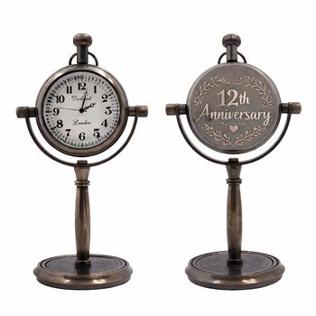 Personalised 12th Anniversary Bronze Desk Clock, 4 of 12