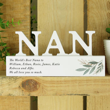 Personalised Botanical Wooden Ornament For Nan, 2 of 4