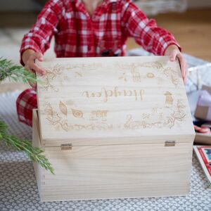 Personalised Genuine Wood  Christmas Eve Box Chest Engraved for your child