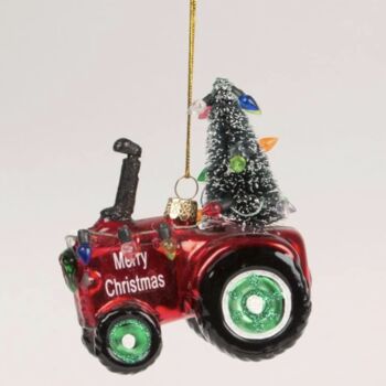 Christmas Red Tractor With Tree Bauble, 2 of 2