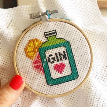 Gin Time Mini Cross Stitch Kit, 3 of 3