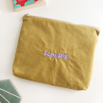 Personalised Zodiac Embroidery Make Up Pouch Bags, 2 of 7