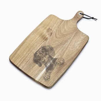 Personalised Dachshund Engraved Acacia Serving Board, 2 of 9