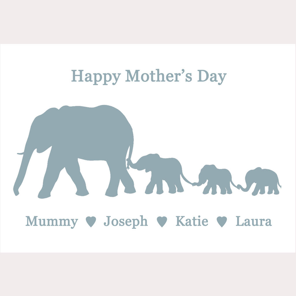 Personalised Elephants Mothers Day Card By Clean Design