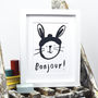 'Bonjour' Rabbit Print, thumbnail 3 of 5