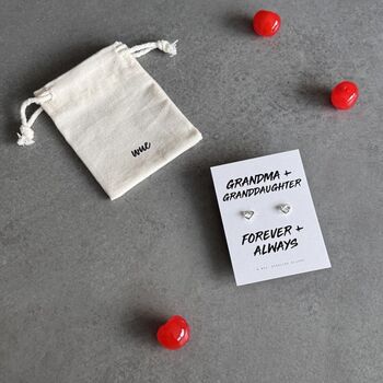 Grandma And Granddaughter Heart Knot Earrings Sterling Silver Or Gold Plated, 4 of 10